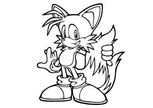 Simple coloriage de Tails, le renard ami de Sonic