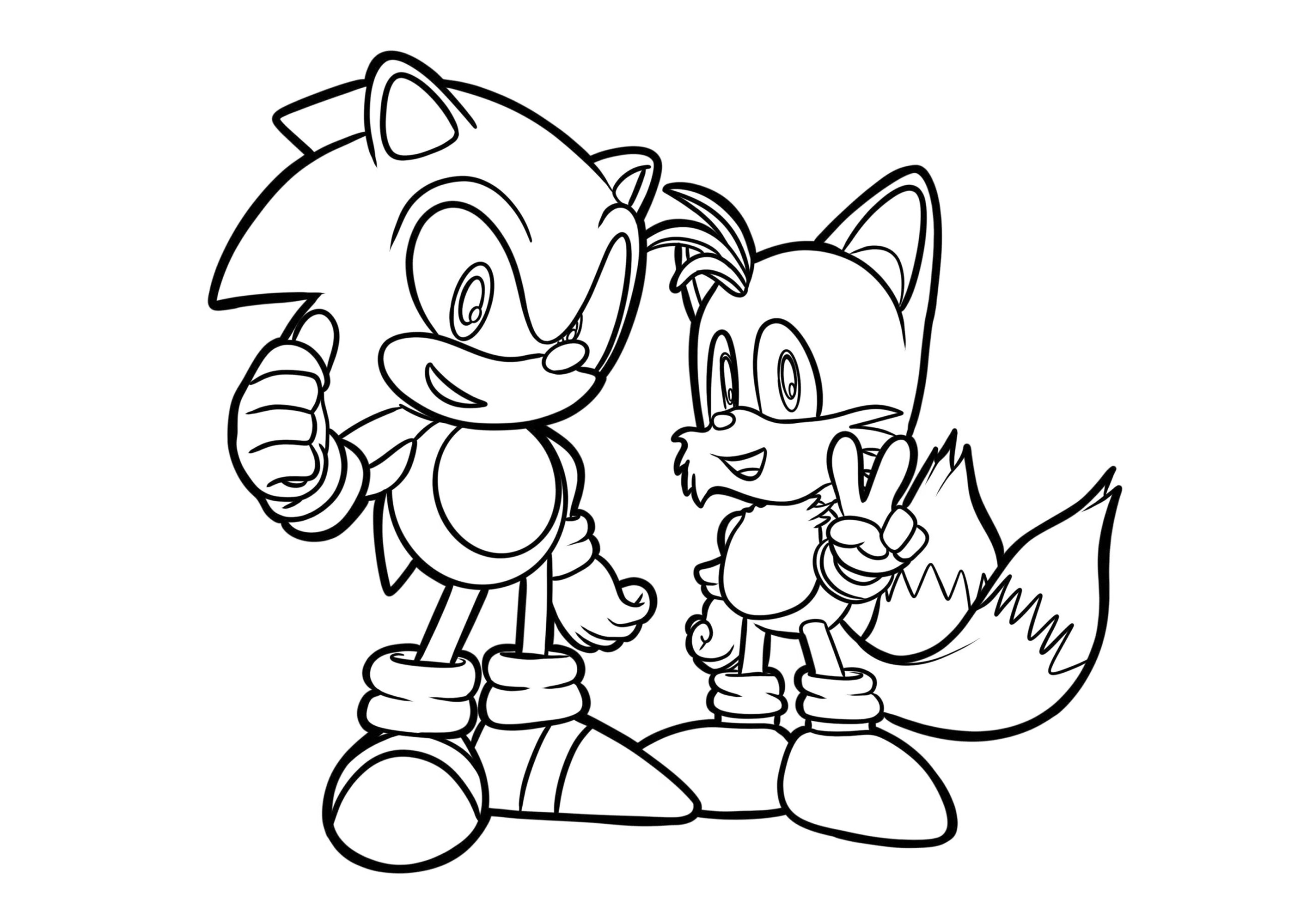 Sonic et Tails - Coloriage Sonic le hérisson pour enfants