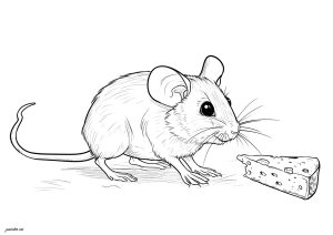 Petite souris prête à manger un petit morceau de fromage