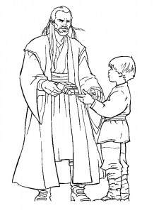Qui Gon Jinn avec le jeune Anakin Skywalker