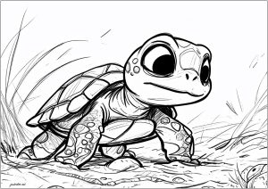 Joli dessin d'une jeune tortue