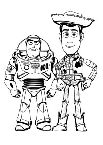 Joli dessin à colorier de Woody et Buzz