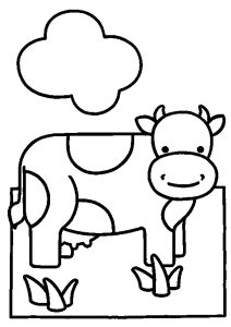 Coloriage très facile d'une vache