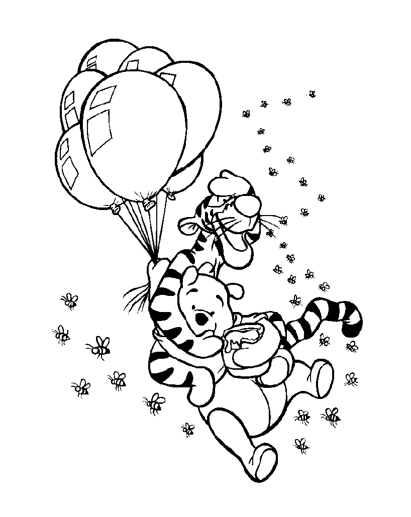 Tigrou et Winnie s envolent gr¢ce   ces ballons gonflés   l hélium